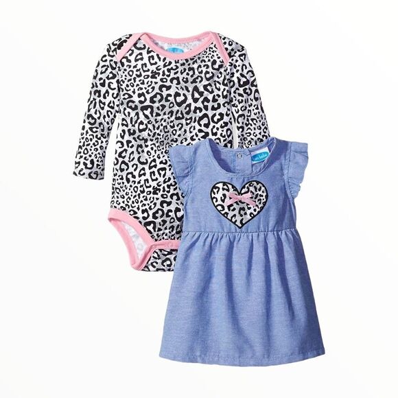 BON BEBE | Blue | CHEETAH CHAMBRAY DRESS SET - Picture 3 of 4